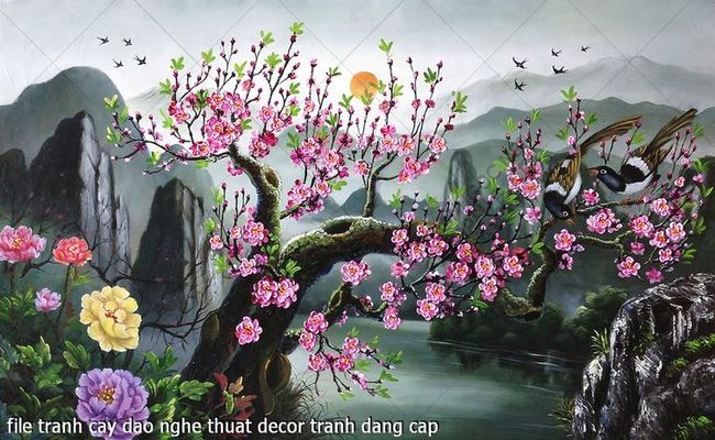 file tranh cay dao nghe thuat decor tranh dang cap